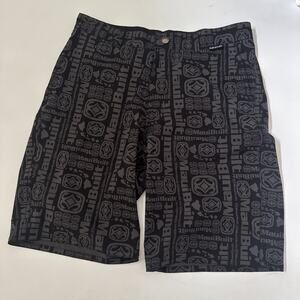 Vintage Maui Built Board Shorts Mens 33 Logo All Over Print Y2K Surf Swim